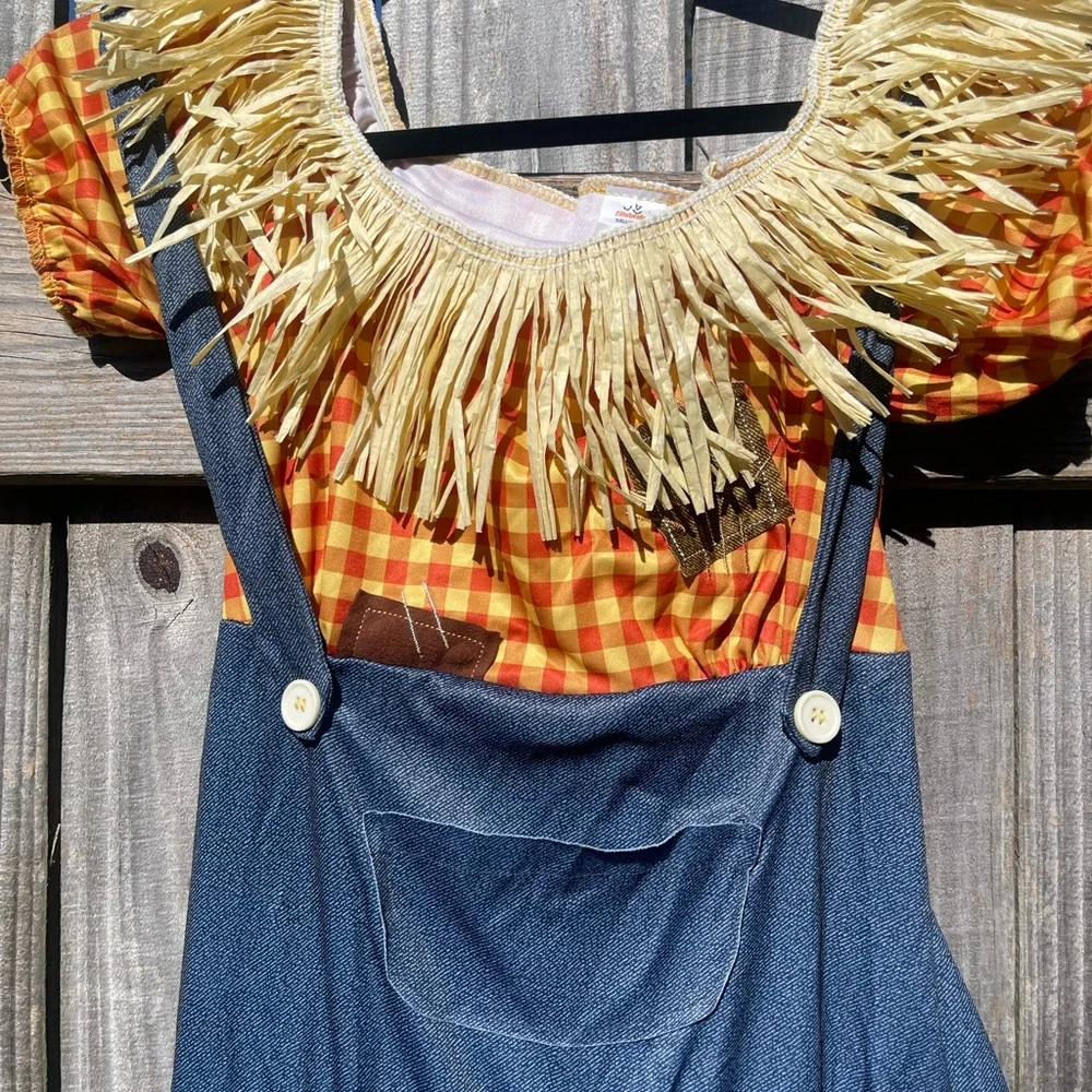 Kids Scarecrow Costume with Blue and Orange Design Sz S (4-6)